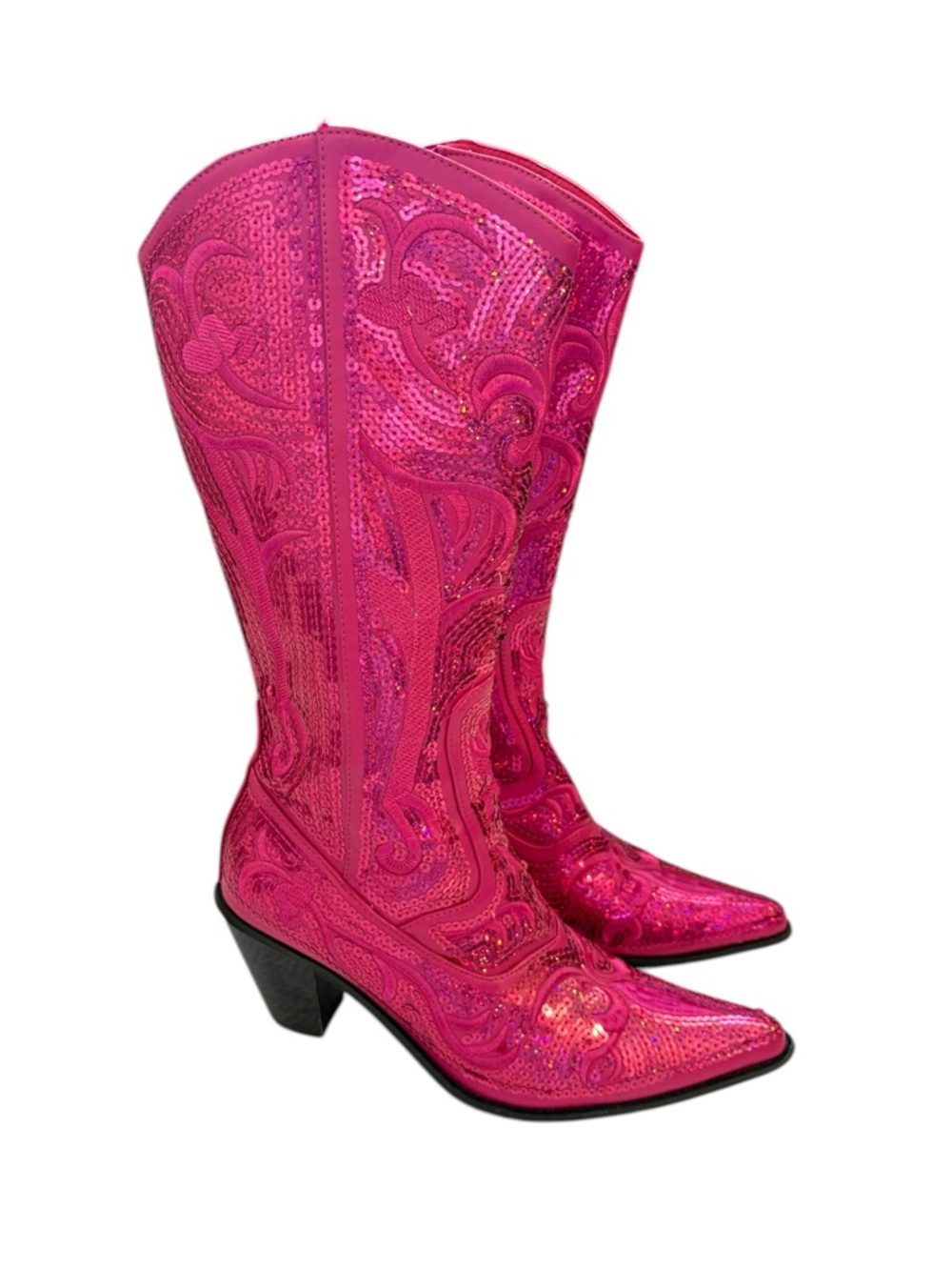 Helen’s Heart Size 8 Hot Pink Sequin Bling Boots Festival Western Cowgirl Preppy